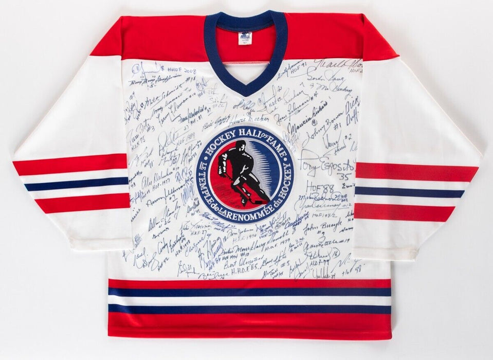 NHL Hall Of Fame Signed Hockey Jersey With 75 Signatures! Wayne Gretzky JSA COA