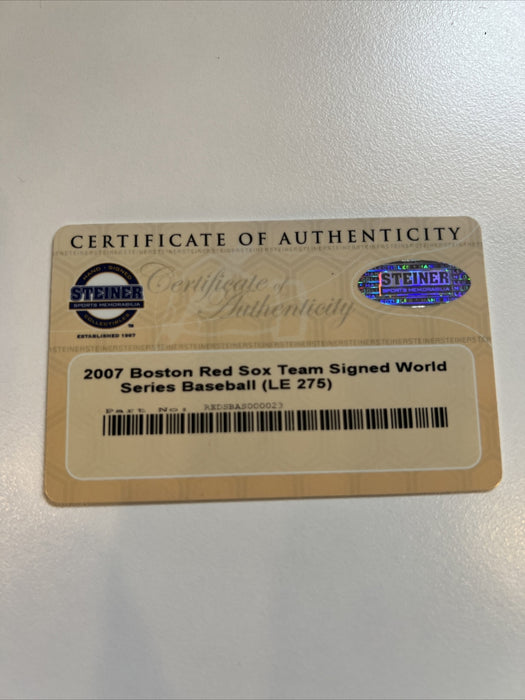 2007 Boston Red Sox World Series Champs Team Signed W.S. Baseball Steiner COA