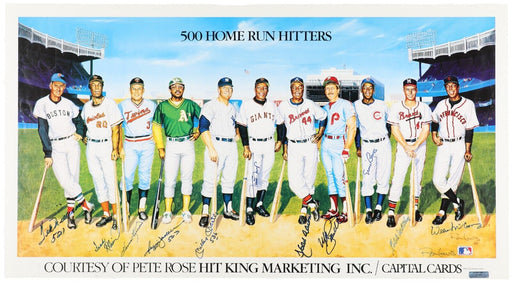 Mickey Mantle Ted Williams 500 Home Run Club Signed Ron Lewis Poster Beckett COA