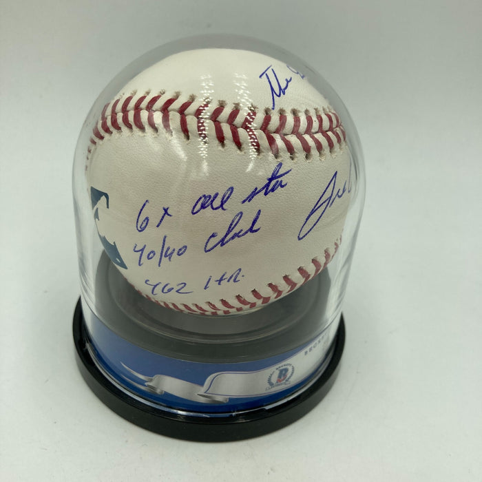 Jose Canseco Signed Inscribed STAT Baseball Beckett BGS Certified