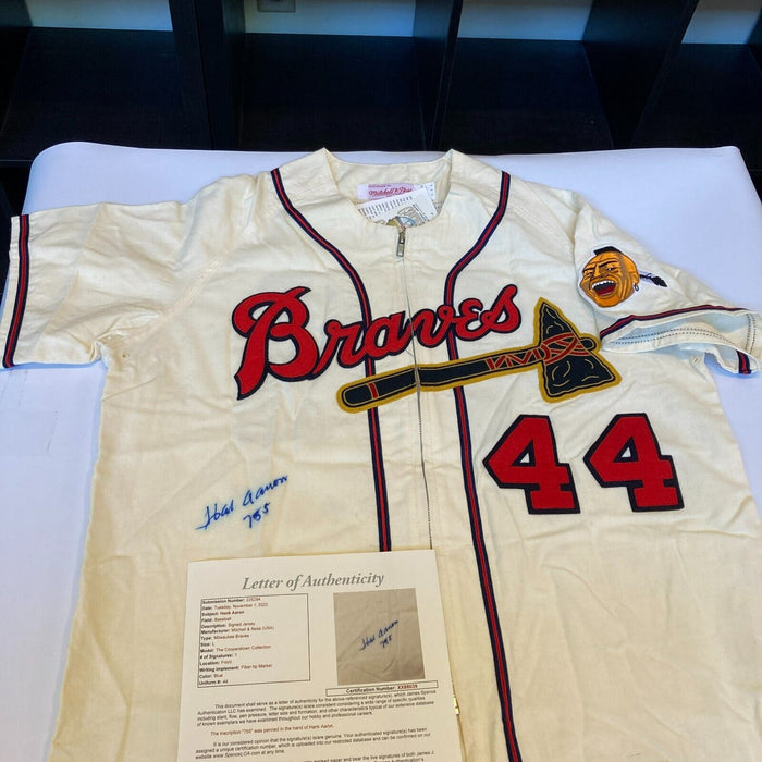 Hank Aaron 755 Home Runs Signed Authentic Milwaukee Braves Jersey JSA COA