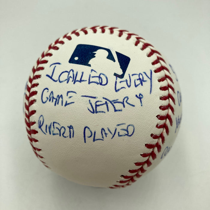 John Sterling Signed Heavily Inscribed STAT Baseball JSA COA RARE!