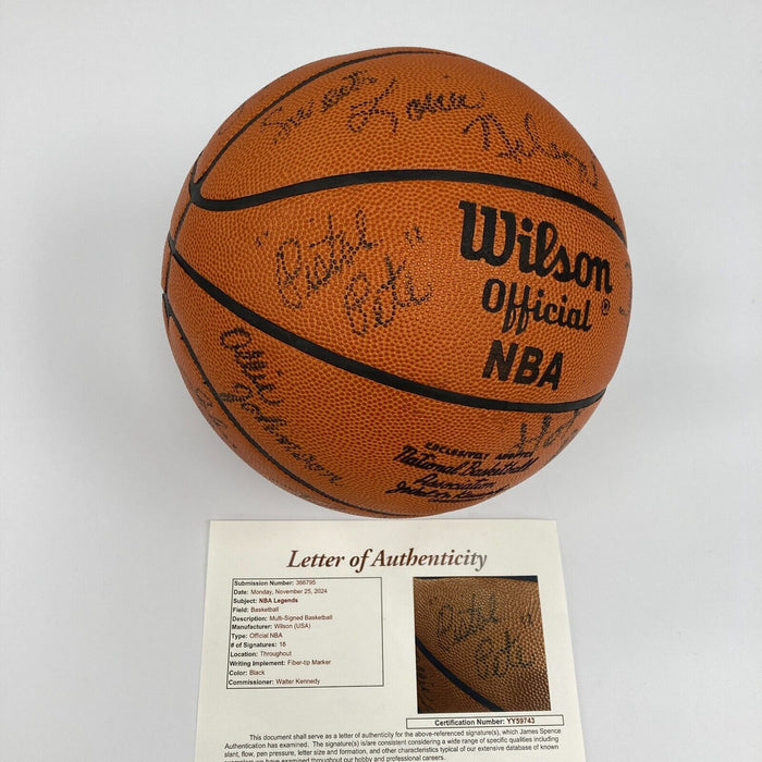 Pete Maravich Pistol Pete 1974-75 New Orleans Jazz Team Signed Basketball JSA