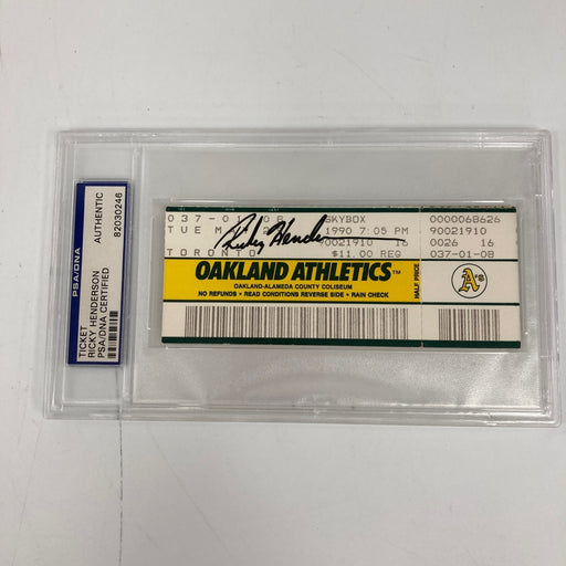 Rickey Henderson Signed Stolen Base Record Full Ticket Passes Ty Cobb PSA POP 1!