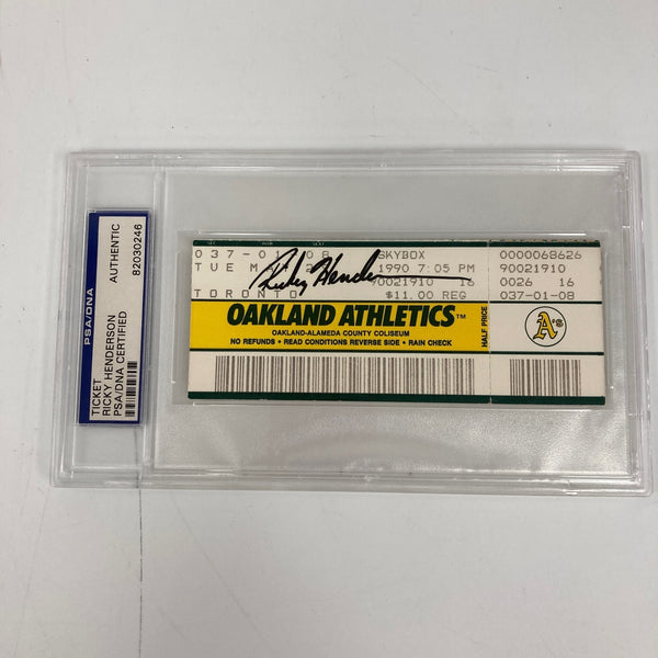 Rickey Henderson Signed Stolen Base Record Full Ticket Passes Ty Cobb PSA POP 1!