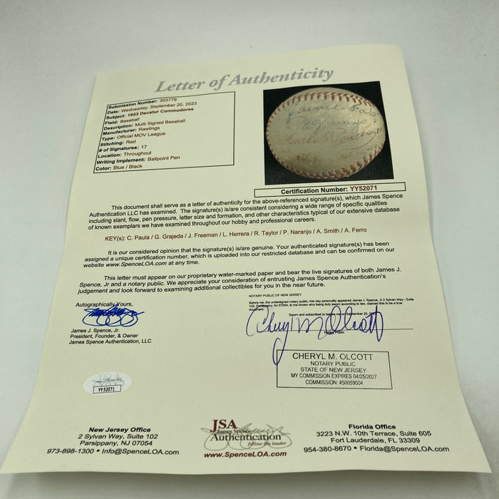 1953 Decatur Commodores Minor League Champions Team Signed Baseball JSA COA RARE