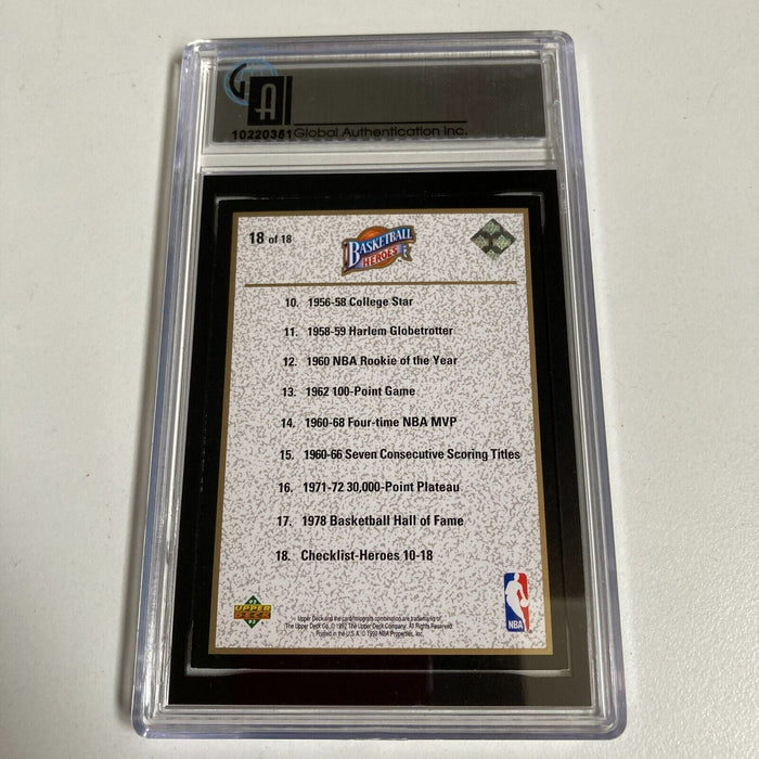 1992-93 Upper Deck Heroes Wilt Chamberlain Signed Basketball Card Auto GAI