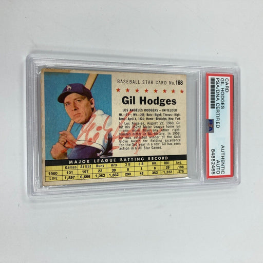 1961 Post Cereal #168 Gil Hodges Signed Card Auto PSA DNA The Only One Known 1/1