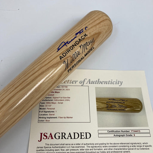 Willie Mays Signed Adirondack Game Model Baseball Bat JSA Graded 9 MINT