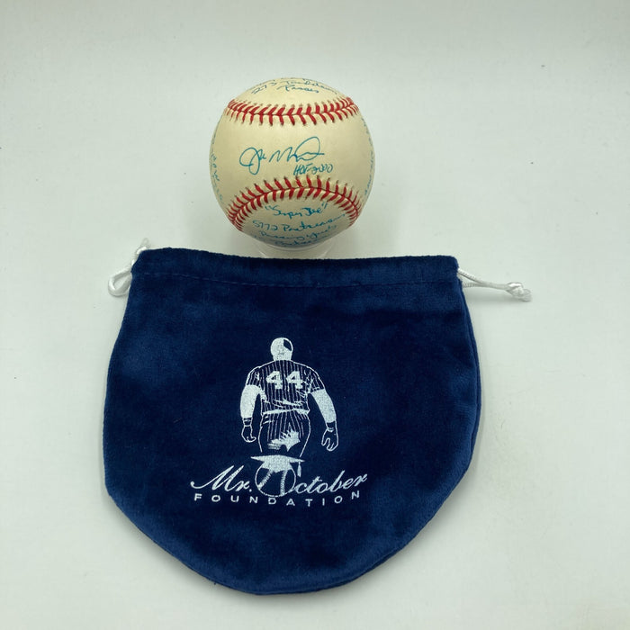 Joe Montana Signed Heavily Inscribed Career STAT Baseball Reggie Jackson COA