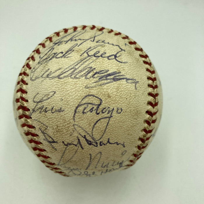 1961 New York Yankees W.S. Champs Team Signed Baseball Mickey Mantle Maris BAS