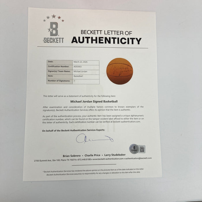 Michael Jordan Signed 1988 Wilson Basketball From Nike Commercial Beckett COA