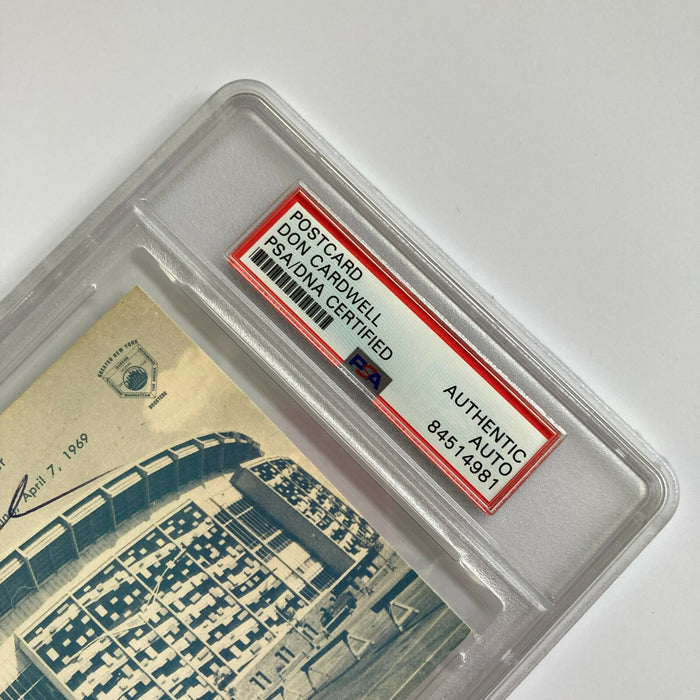 Don Cardwell Signed 1969 New York Mets Shea Stadium Postcard PSA DNA RARE