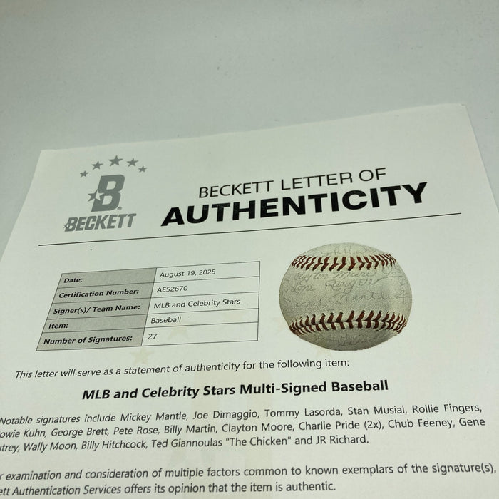 Mickey Mantle Joe DiMaggio Hall Of Fame Multi Signed Baseball Beckett COA