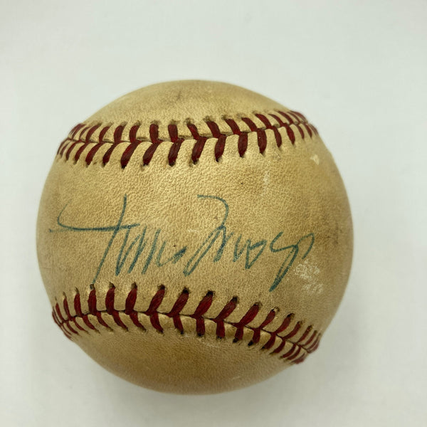 Willie Mays Signed 1970's Vintage National League Feeney Baseball JSA COA
