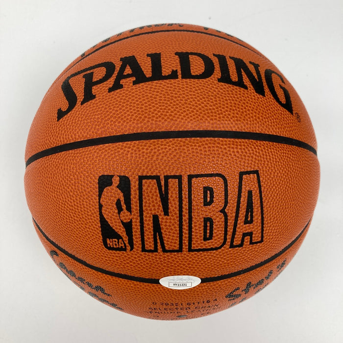 Magic Johnson Signed Heavily Inscribed STATS Basketball 18/32 JSA & Steiner COA