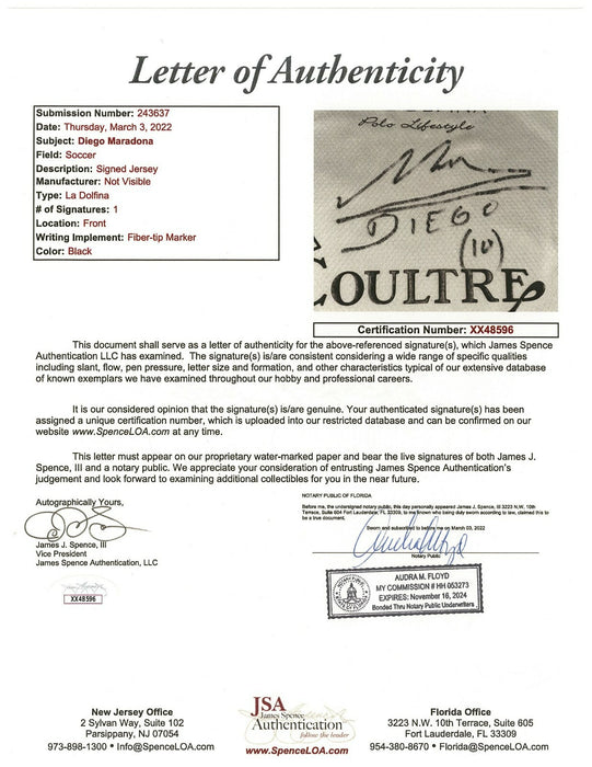 Diego Maradona Signed Argentina Game Model Jersey With JSA COA