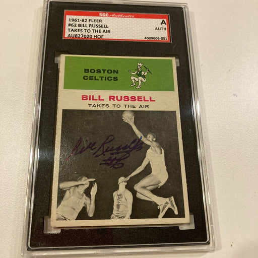 Bill Russell Signed 1961-62 Fleer Basketball Card #62 SGC Authentic