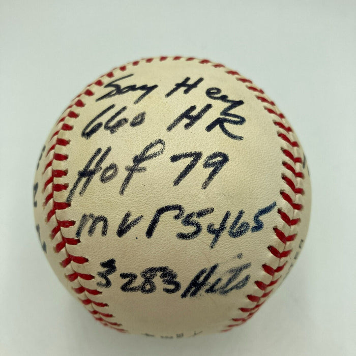 The Finest Willie Mays Signed Heavily Inscribed Career STAT Baseball Beckett COA