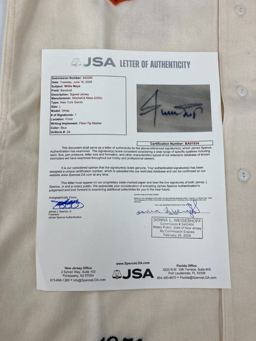 Willie Mays Signed 1951 New York Giants Mitchell & Ness Jersey PSA & JSA COA