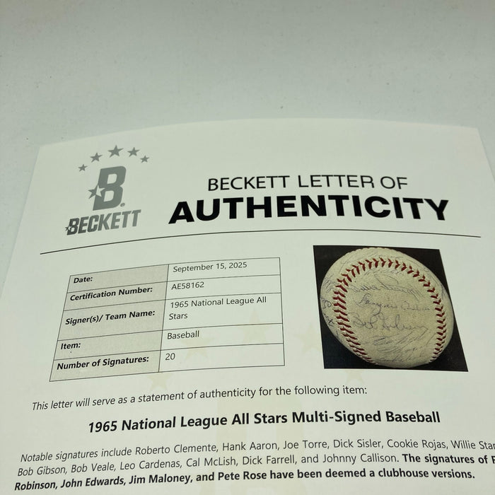 1965 All Star Game Team Signed Baseball Roberto Clemente Hank Aaron PSA Beckett