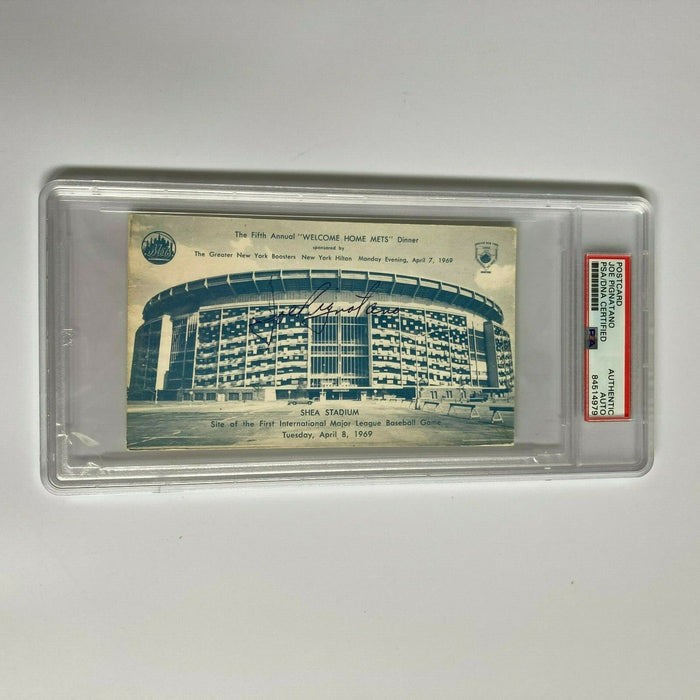 Joe Pignatano Signed 1969 New York Mets Shea Stadium Postcard PSA DNA