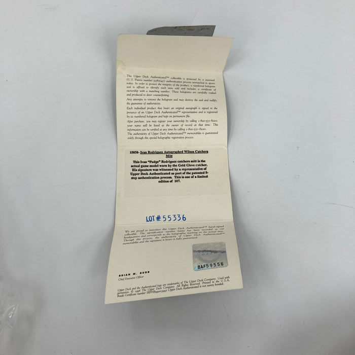 Ivan Rodriguez Signed Game Model Baseball Glove Mitt UDA Upper Deck COA RARE