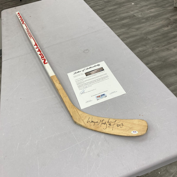 Wayne Gretzky "802 Goals" Signed 1987 Game Issued Titan Hockey Stick PSA DNA COA