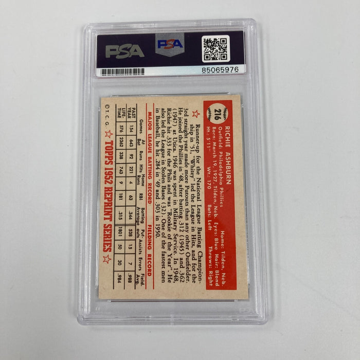 Richie Ashburn Signed 1952 Topps RC Reprint Card PSA DNA Auto