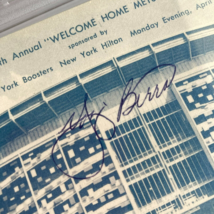 Yogi Berra Signed 1969 New York Mets Shea Stadium Postcard PSA DNA RARE