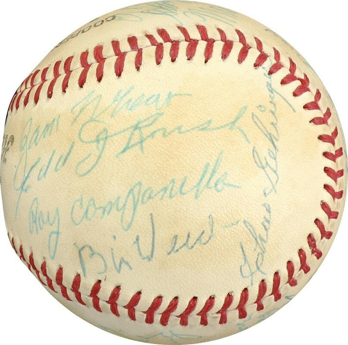 Satchel Paige Chick Hafey Hall Of Fame Induction Multi Signed Baseball PSA DNA