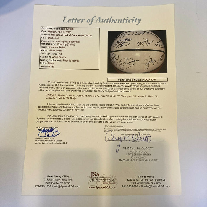 Ray Allen Jason Kidd Hall Of Fame Induction Class Of 2018 Signed Basketball JSA
