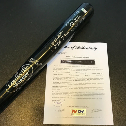 Derek Jeter 3,000th Hit 7-9-11 Signed Inscribed Game Issued Baseball Bat PSA DNA