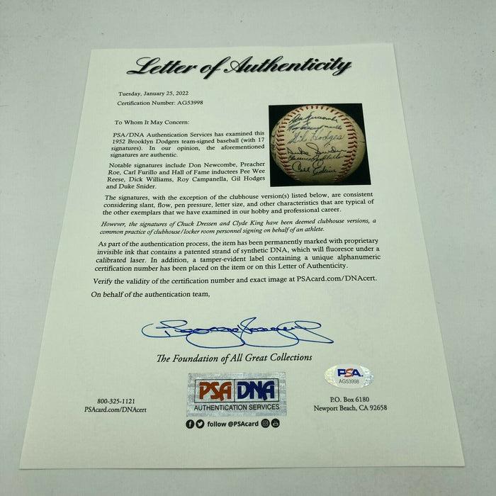 Jackie Robinson Roy Campanella 1952 Brooklyn Dodgers Signed Baseball PSA DNA COA