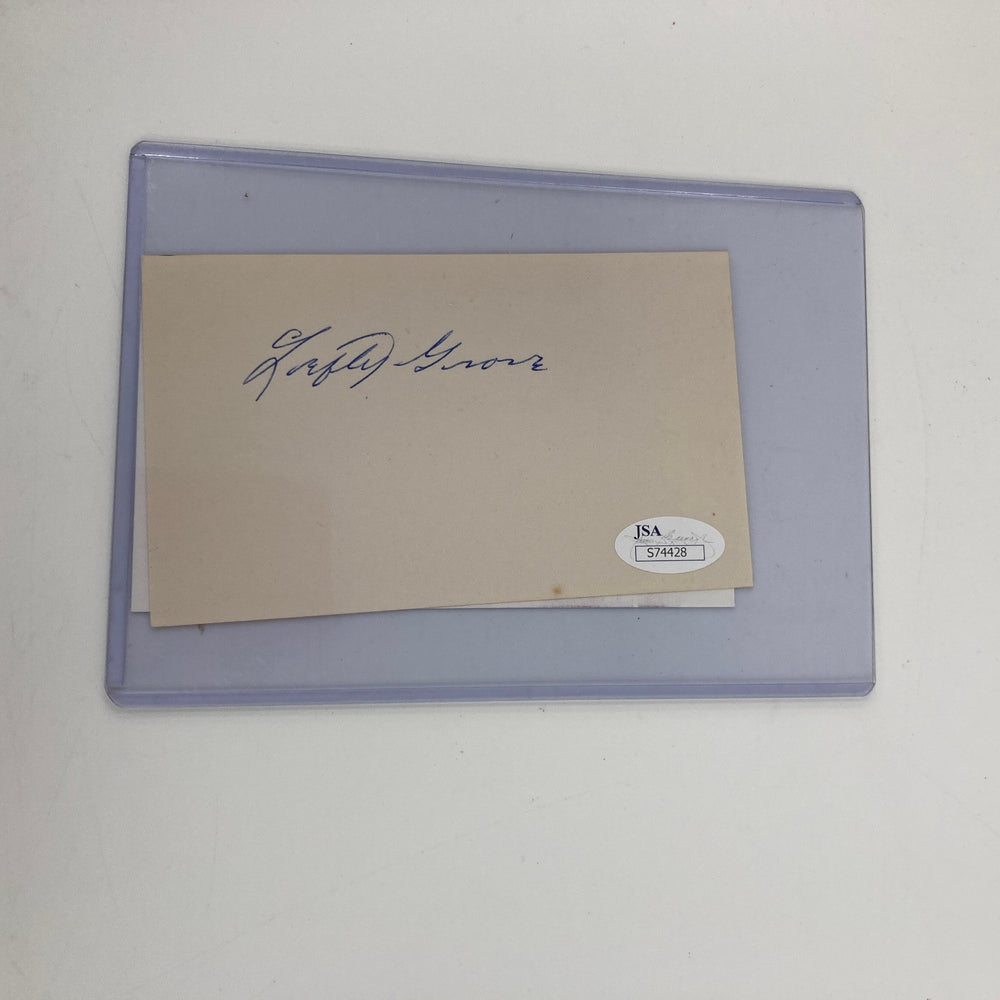 Lefty Grove Signed Index Card Baseball Hall Of Fame JSA COA