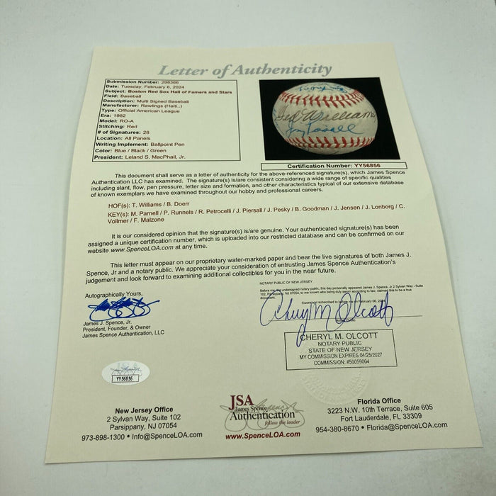 Ted Williams Boston Red Sox Legends Multi Signed Baseball 28 Signatures JSA COA