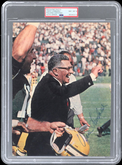 Vince Lombardi Signed 8x11 Photo PSA DNA Near Mint 8 Green Bay Packers RARE