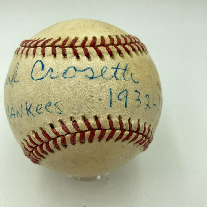 Frank Crosetti New York Yankees 1932-1968 Signed American League Baseball JSA