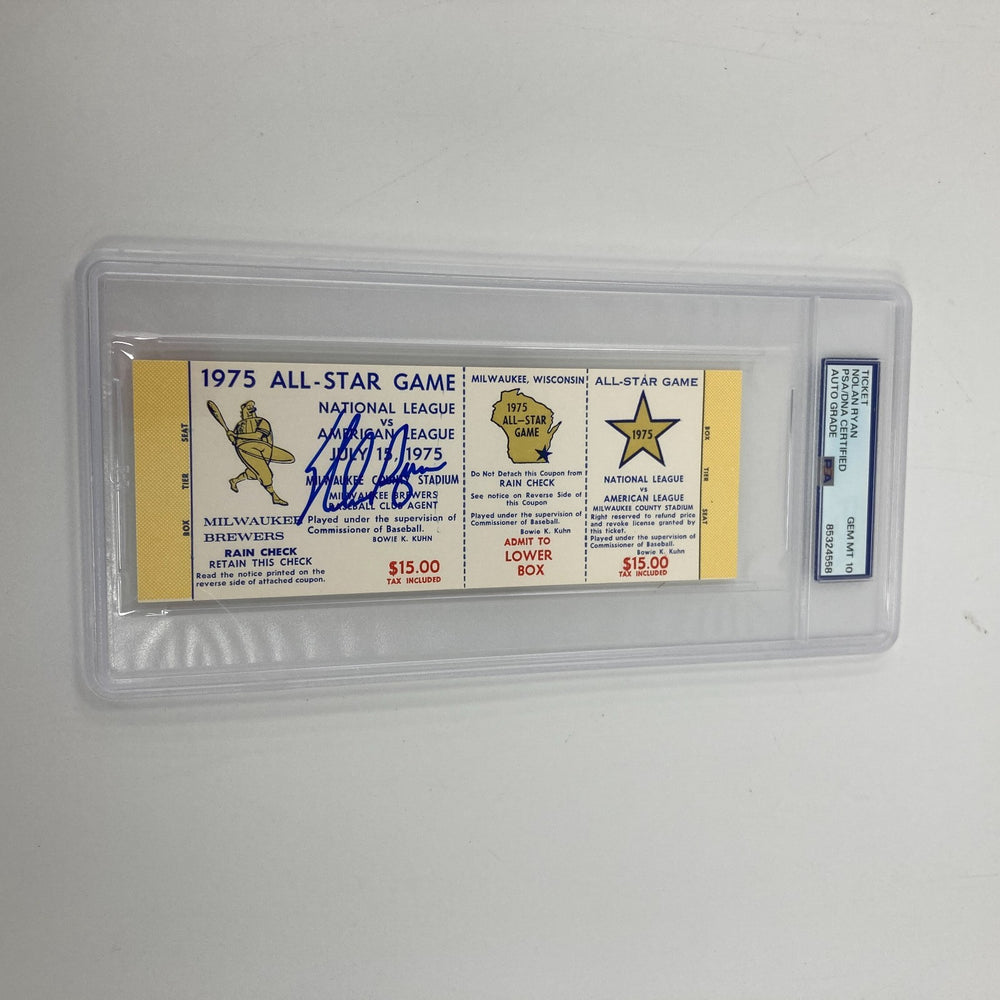 Nolan Ryan Signed 1975 All Star Game Full Ticket PSA DNA GEM MINT 10