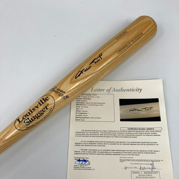 Willie Mays Signed Louisville Slugger Baseball Bat With JSA COA