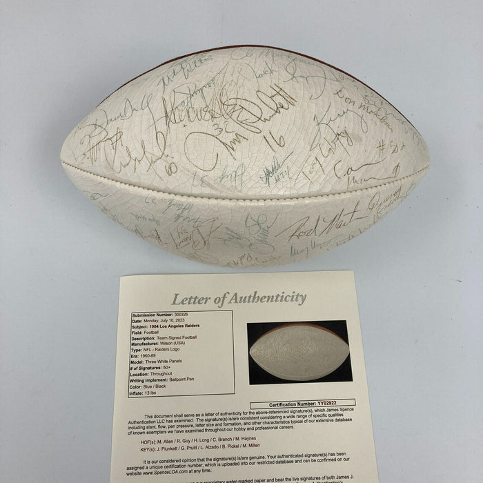 1984 Oakland Raiders Team Signed NFL Wilson Football 50+ Sigs JSA COA