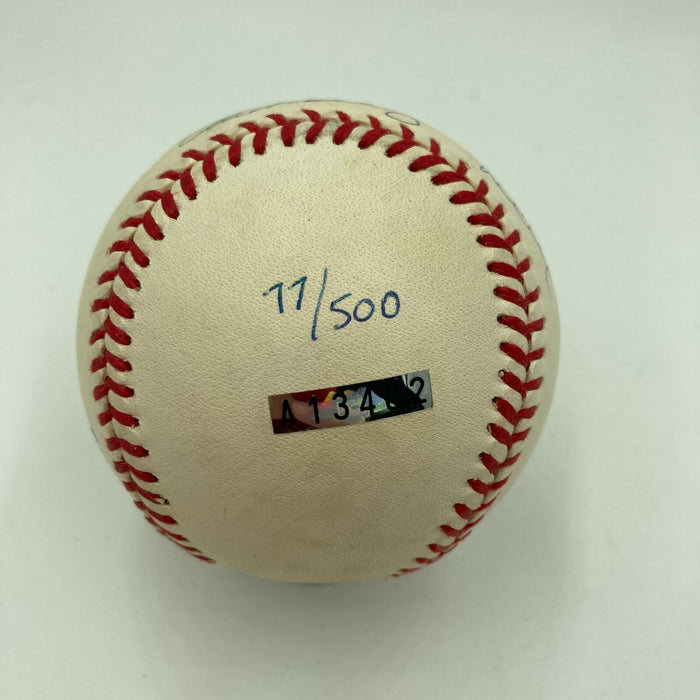 1996 Derek Jeter Alex Rodriguez & Chipper Jones Rookie Signed Baseball JSA COA