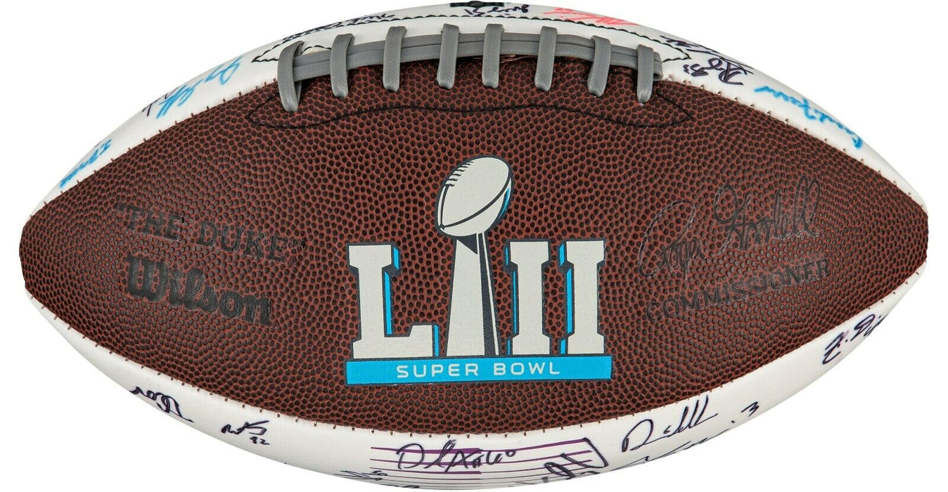 Tom Brady 2017 New England Patriots Team Signed Super Bowl LII Football Beckett