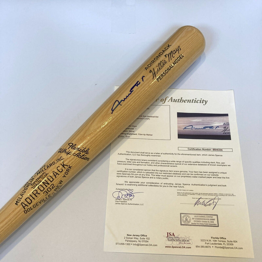 Willie Mays Signed Adirondack Game Model Baseball Bat JSA COA