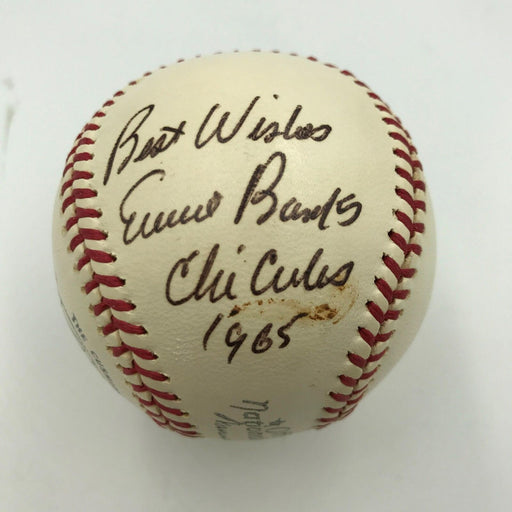 Stunning Ernie Bank 1965 Playing Days Signed National League Baseball PSA DNA