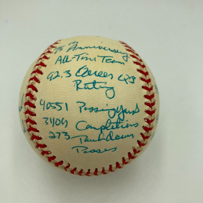 Joe Montana Signed Heavily Inscribed Career STAT Baseball Reggie Jackson COA