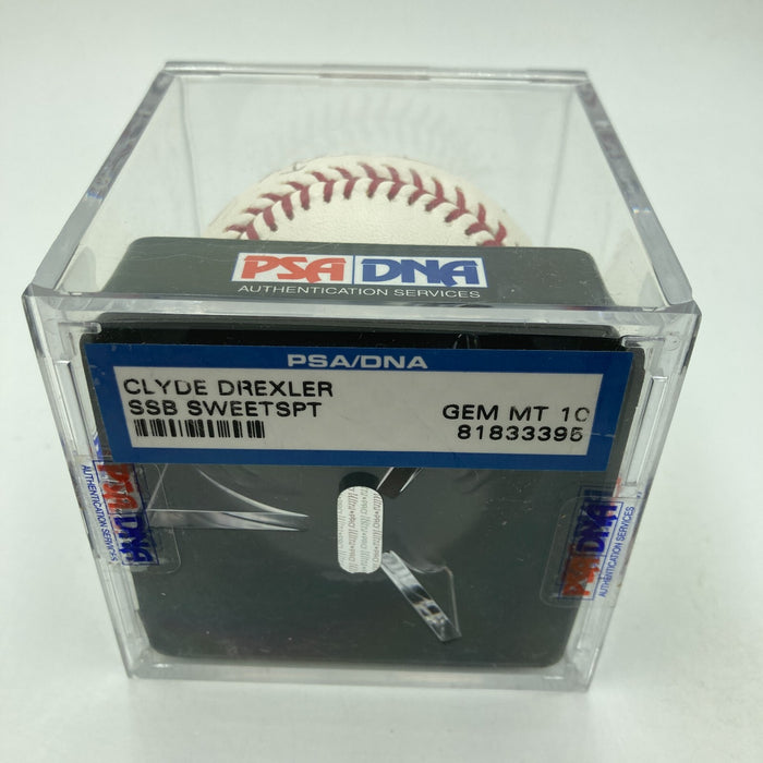 Clyde Drexler Signed Major League Baseball PSA DNA Graded 10 GEM MINT