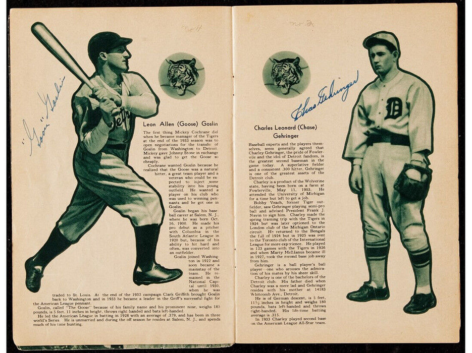 Incredible 1934 Detroit Tigers AL Champs Team Signed Program 34 Sigs JSA COA