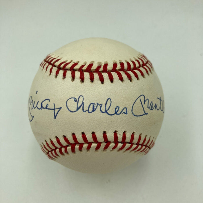 Mint Mickey Charles Mantle Signed American League Baseball JSA COA