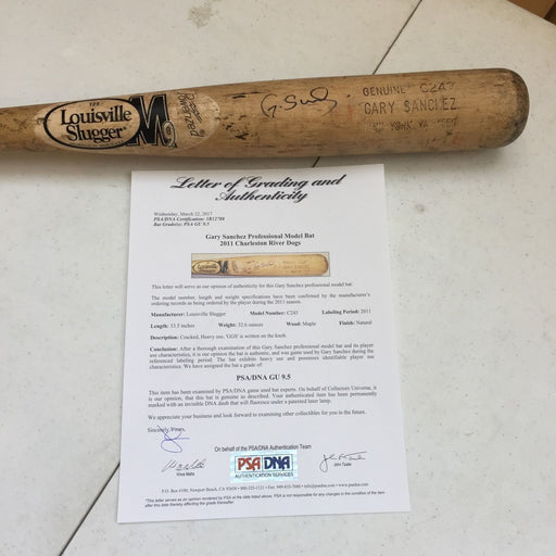 Gary Sanchez Signed Game Used Pre Rookie NY Yankees Baseball Bat PSA DNA GU 9.5!